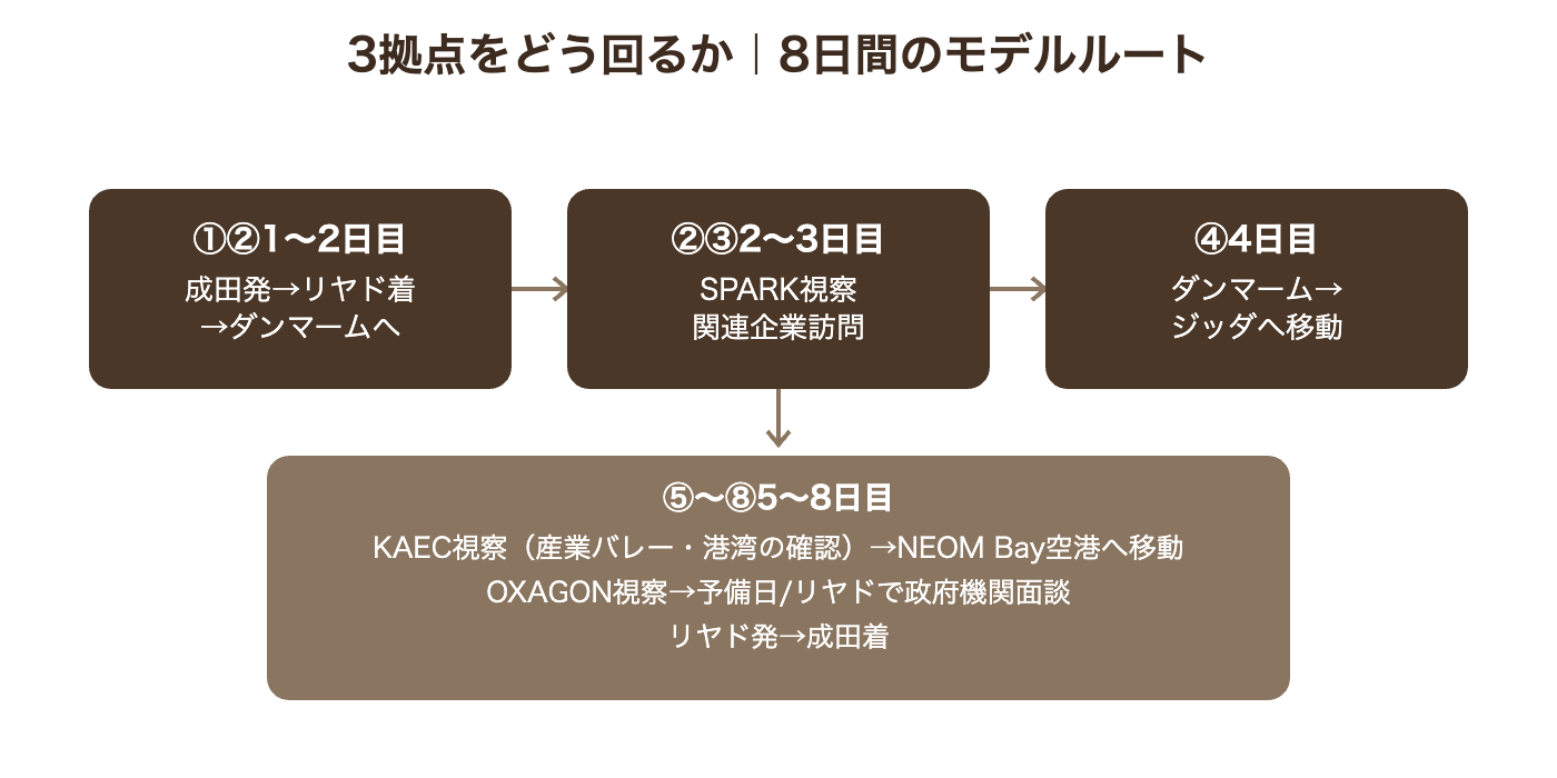 8日間の視察実行計画フロー