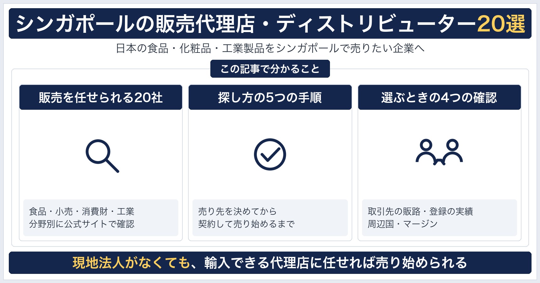 シンガポールの販売代理店・ディストリビューター20選｜探し方の5つの手順と選び方